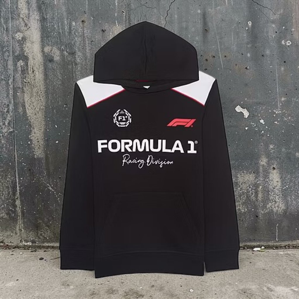 Formula 1 Big Boy's Long Sleeve Fleece Hoodie In Black - Size 10-12 (Medium)